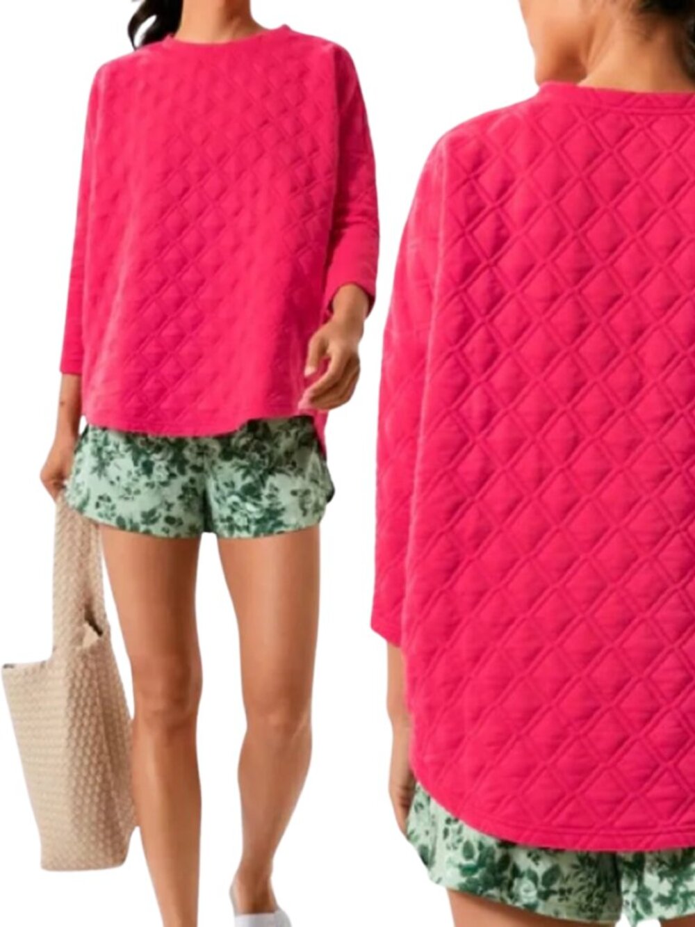 Tuckernuck Tnuck Sport Azalea Ally Quilted Sweatshirt Pullover Women's XS/S Pink